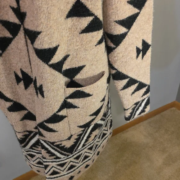 Frye Black and Tan Long Cozy Aztec Cardigan - Picture 2 of 7